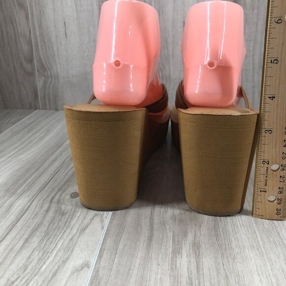 Aldo Wedge Sandals Womens 8M Brown Slip On Thong Platform Flip Flops - Picture 9 of 12